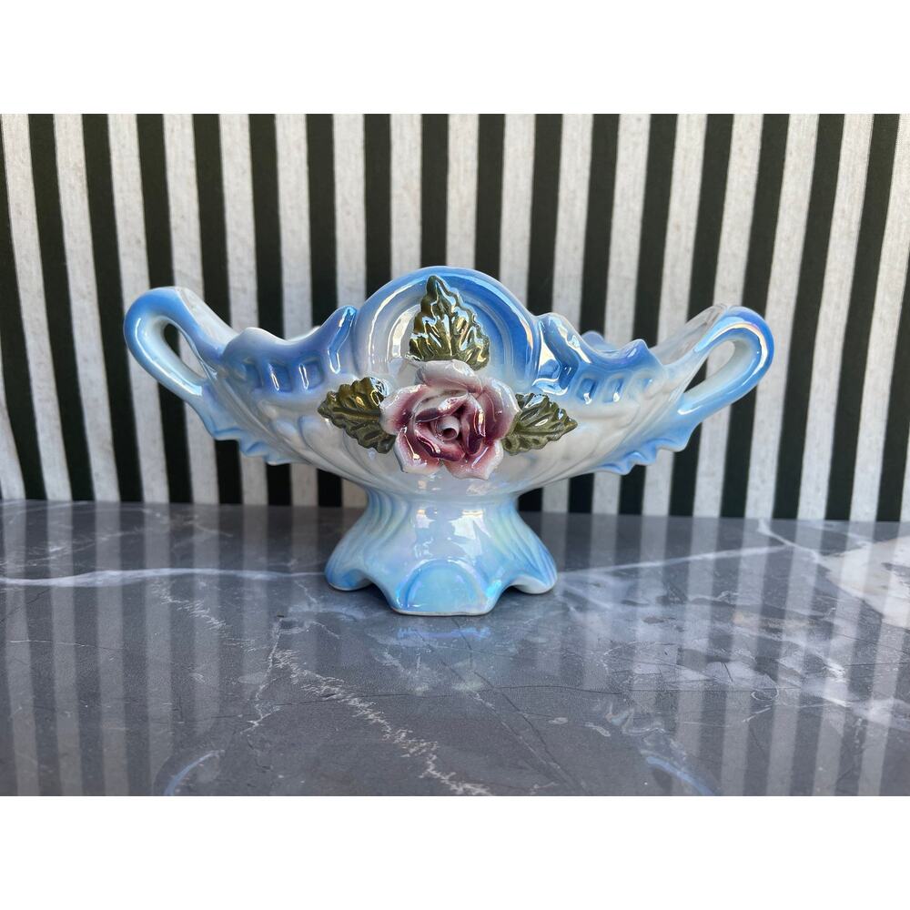 Vintage Iridescent Floral Bowl